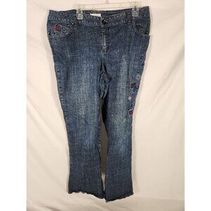 NOS Venezia Womens Plus Jeans Flare Embroidered Y2K Festival Boho US/20